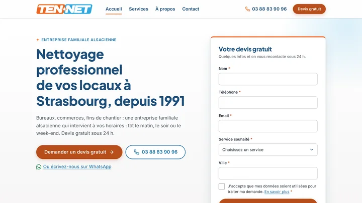 Page d’accueil du site Ten-net